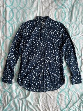 Club Monaco Navy Shirt with White Spot Print